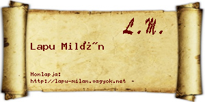 Lapu Milán névjegykártya
